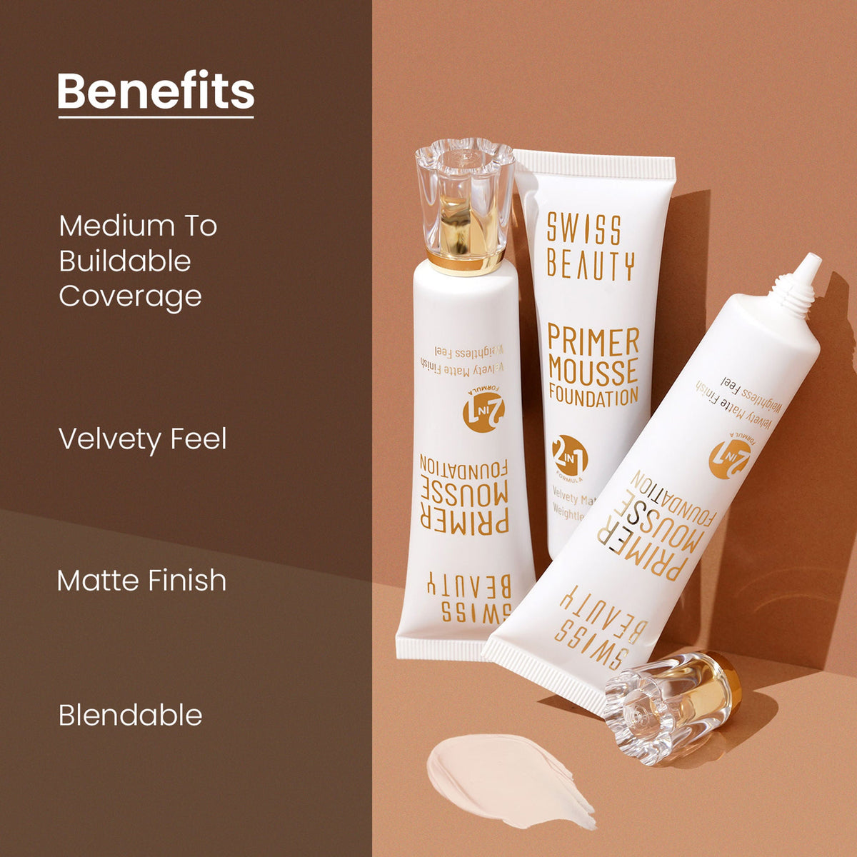 Swiss Beauty Primer Mousse Foundation - 09 Light Almond | Grocsy