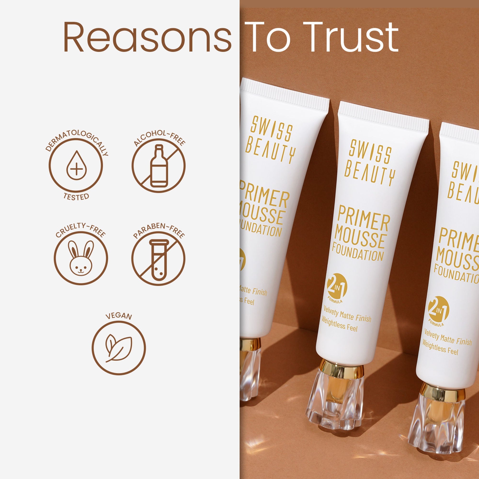 Swiss Beauty Primer Mousse Foundation - 09 Light Almond | Grocsy