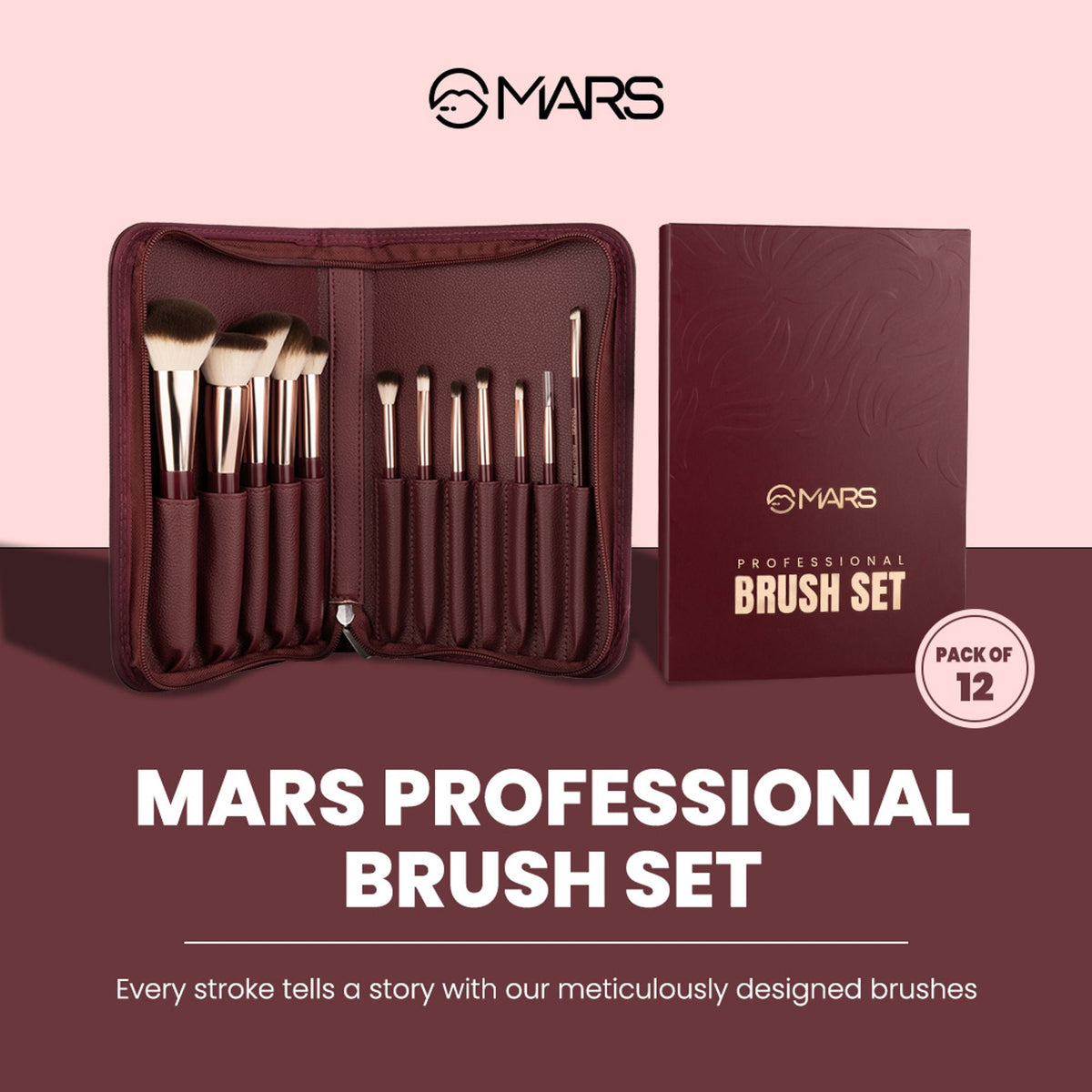 MARS Cosmetics Professional Makeup Brush - Set Of 12 | Grocsy