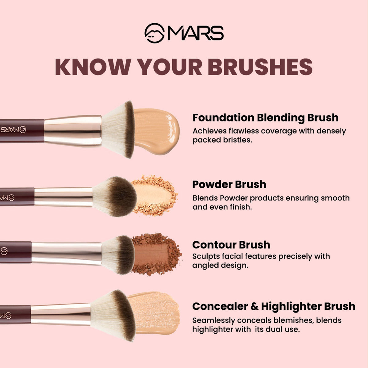 MARS Cosmetics Professional Makeup Brush - Set Of 12 | Grocsy