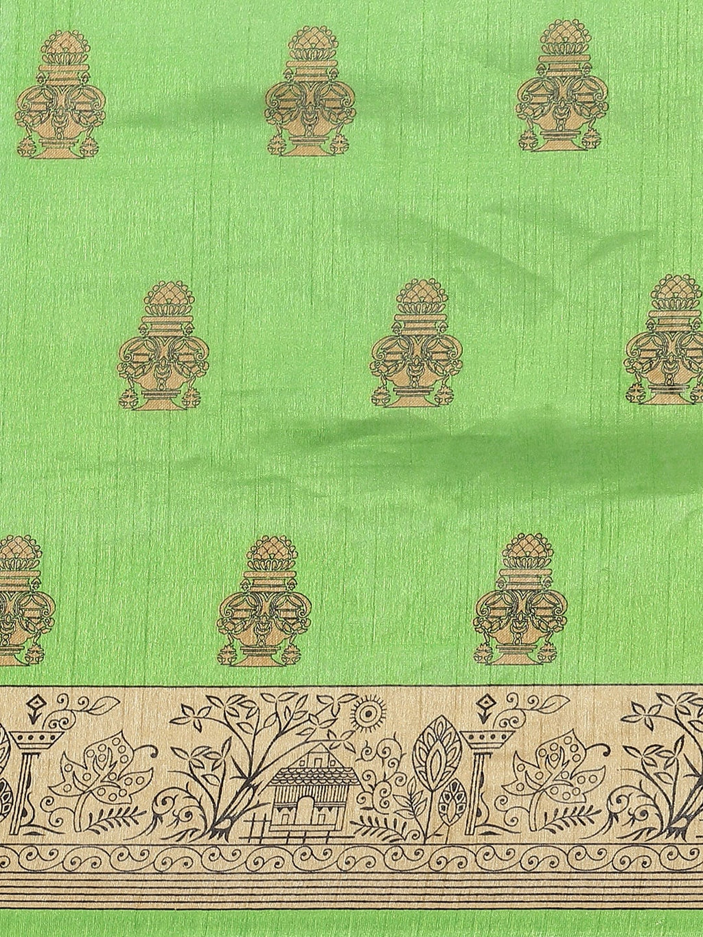 Saree Mall Green & Beige Printed Saree | Grocsy