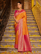 Shree Shyam Fashion Banarasi Silk Mustard Saree | Grocsy
