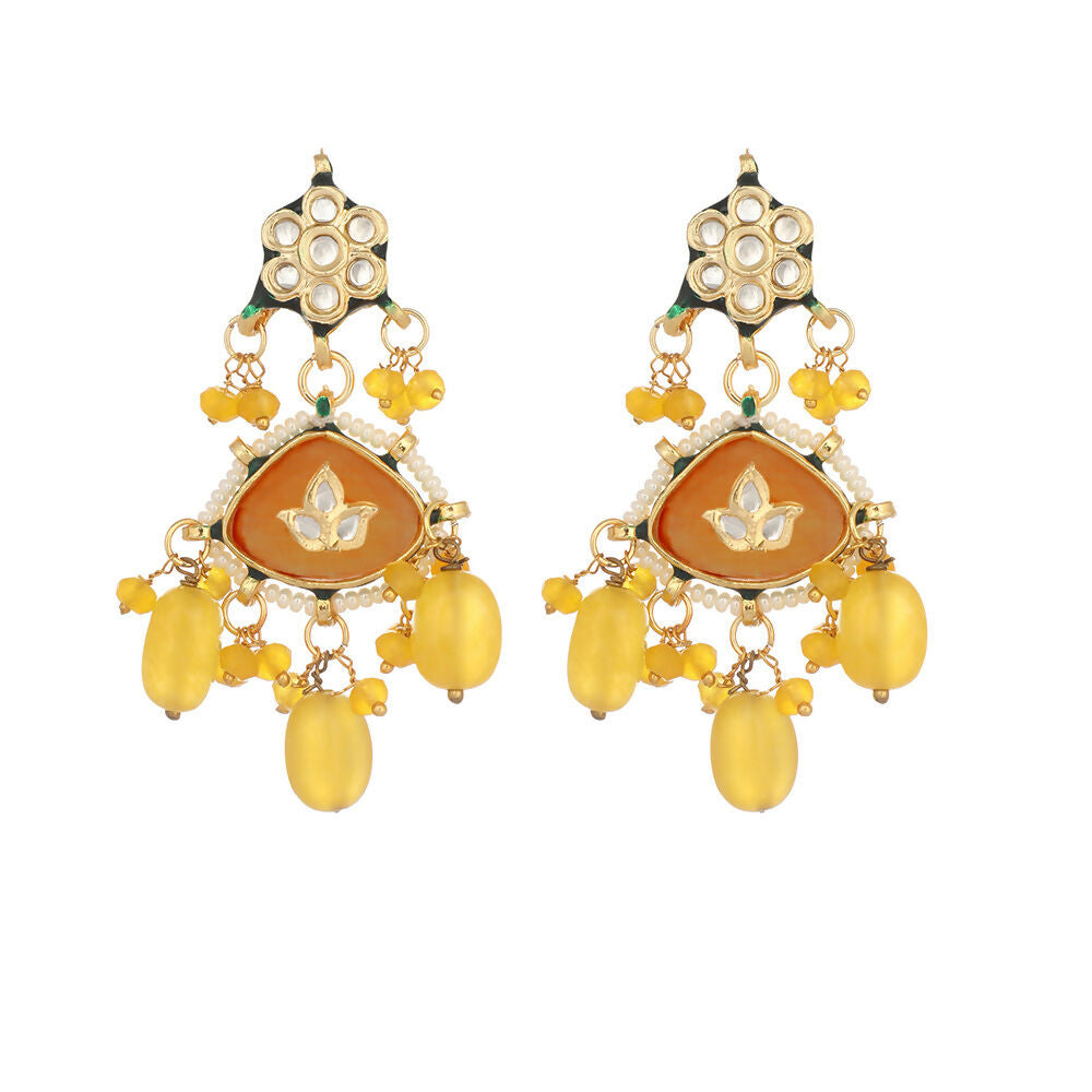 Nuyug Amber Glory Ethnic Earrings & Maang Tikka Set | Grocsy