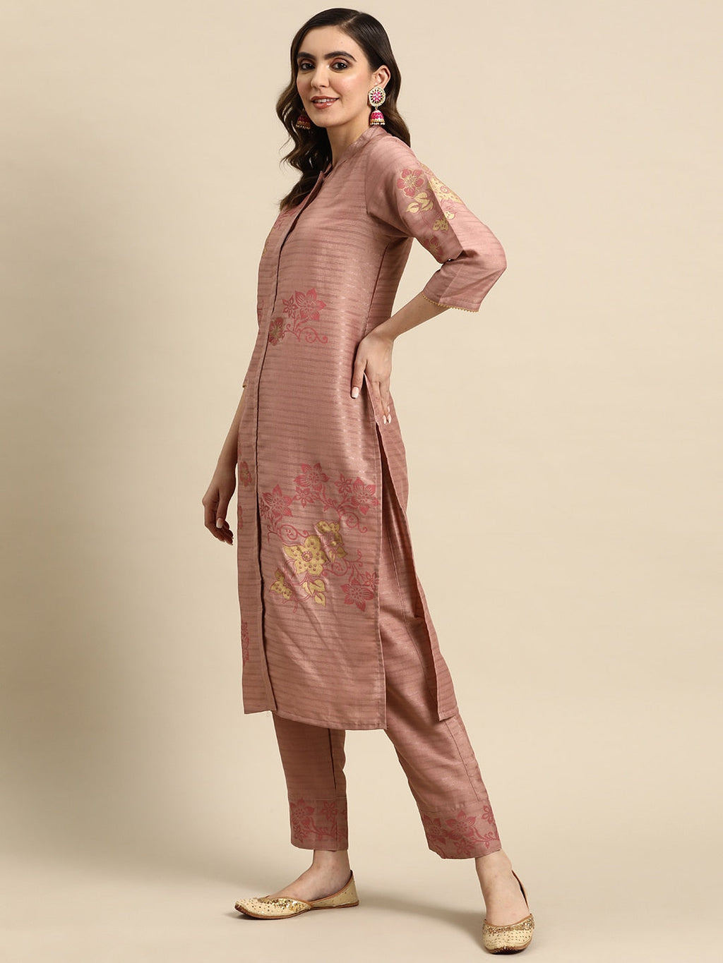 Sangria Women Floral Printed Regular Kurta With Trousers & With Dupatta | Grocsy