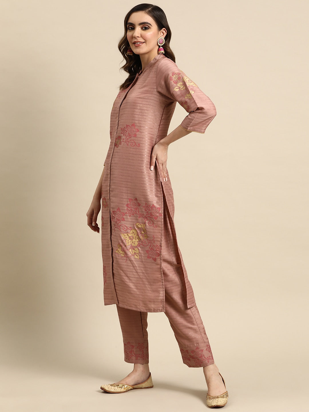 Sangria Women Floral Printed Regular Kurta With Trousers & With Dupatta | Grocsy