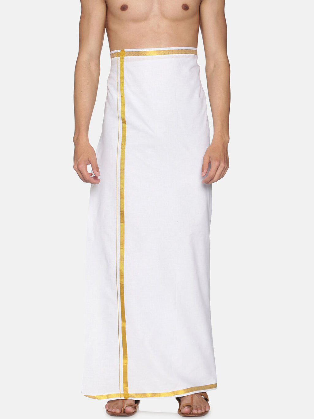 Sethukrishna Men White Solid Cotton Dhoti (GENIE-67335) | Grocsy