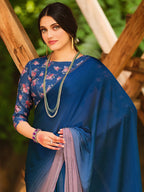 Saree Mall Blue & Mauve Ombre Dyed Sarees | Grocsy