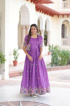 Joban Fashion Purple Readymade Kurta Set With Sequence embroidery Work | Grocsy