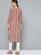 HERE&NOW Women Red & Green Floral Print Kurta | Grocsy