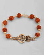VOJ Gold-Polished Rudraksh Mahakal Bracelet | Grocsy