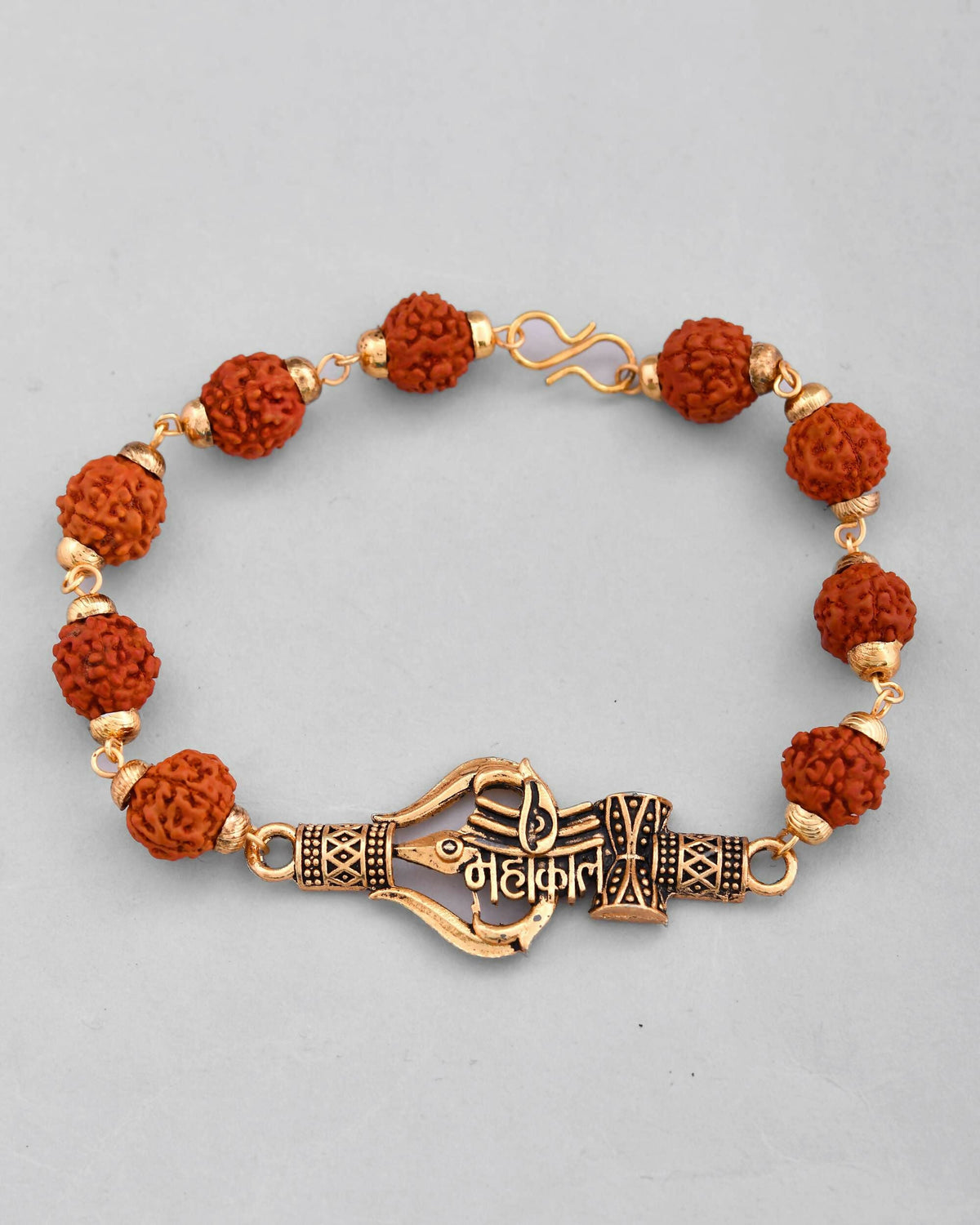 VOJ Gold-Polished Rudraksh Mahakal Bracelet | Grocsy