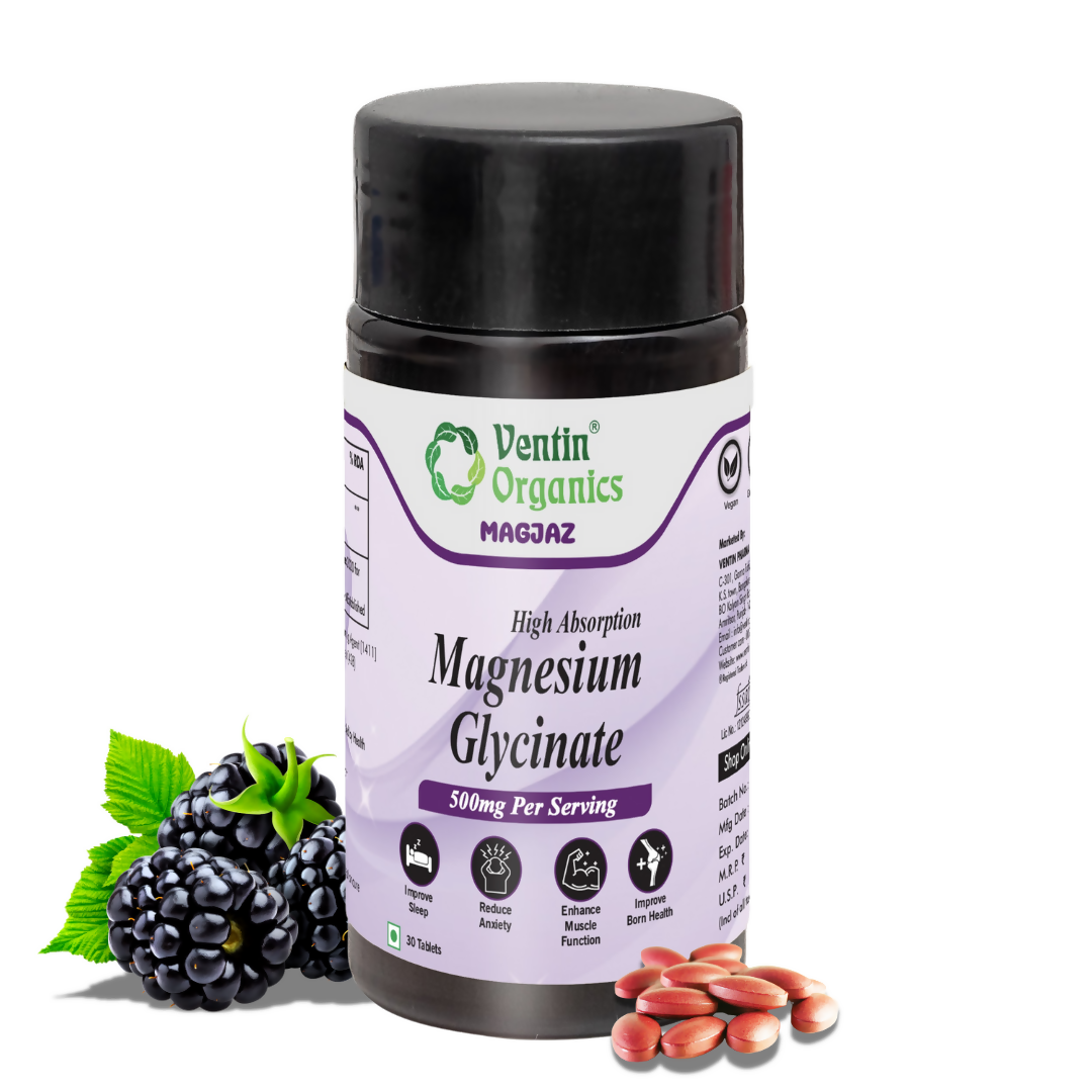 Ventin Organics Magjaz Magnesium Glycinate Tablets | Grocsy