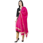 A R Silk Golden Border Regular Dupatta Dark Pink Color Dupatta or Chunni | Grocsy
