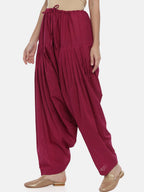 Souchii Maroon Solid Regular-Fit High-Rise Patiala | Grocsy