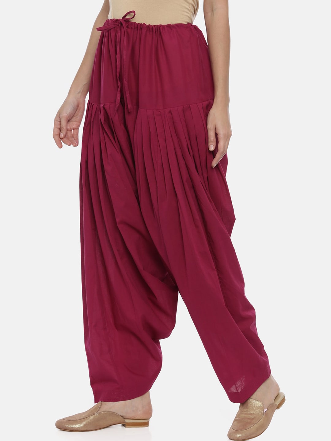 Souchii Maroon Solid Regular-Fit High-Rise Patiala | Grocsy