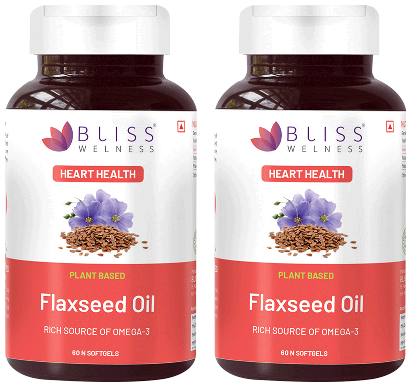 Bliss Welness Flaxseed Oil High Potency Omega-3 Softgel Capsule | Grocsy