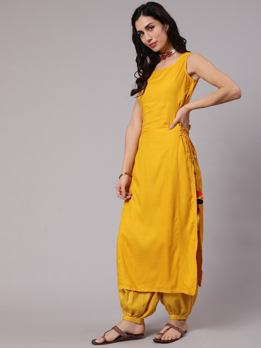 Aks Sleeveless High-Slit Kurta | Grocsy