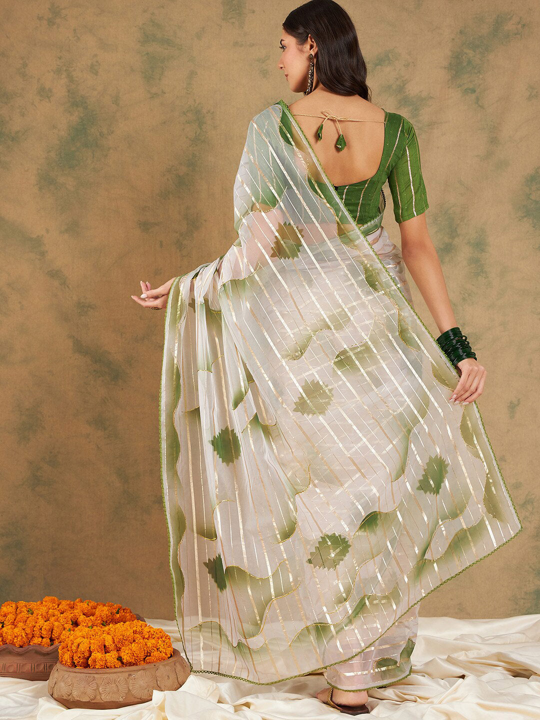 Sangria Woven Design Organza Sarees | Grocsy
