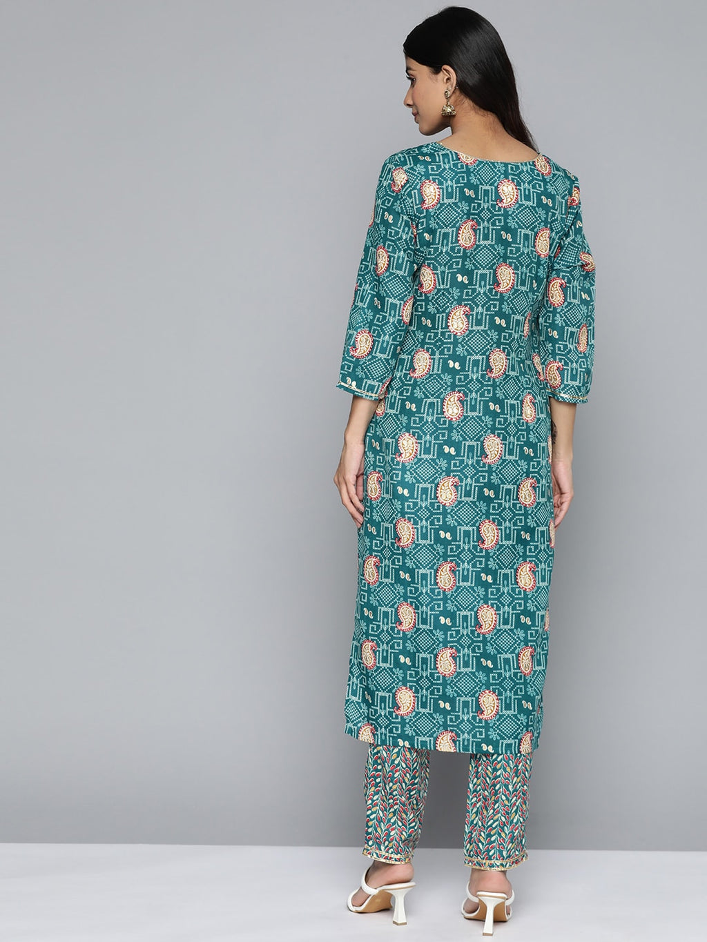 HERE&NOW Floral Printed Regular Kurta with Palazzos | Grocsy