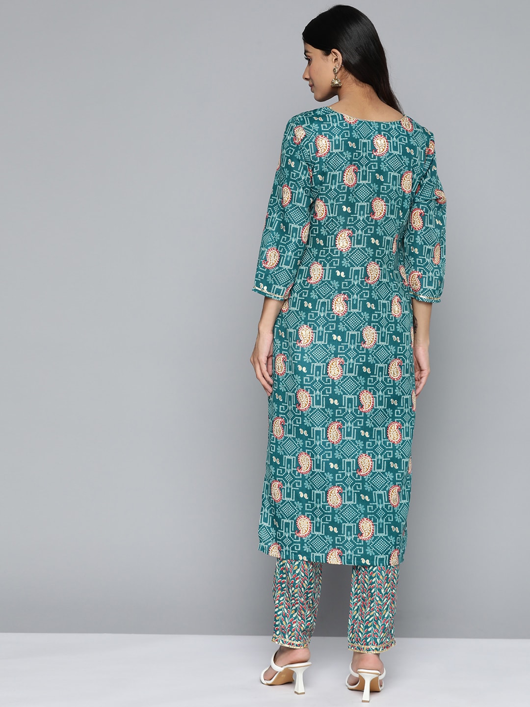 HERE&NOW Floral Printed Regular Kurta with Palazzos | Grocsy