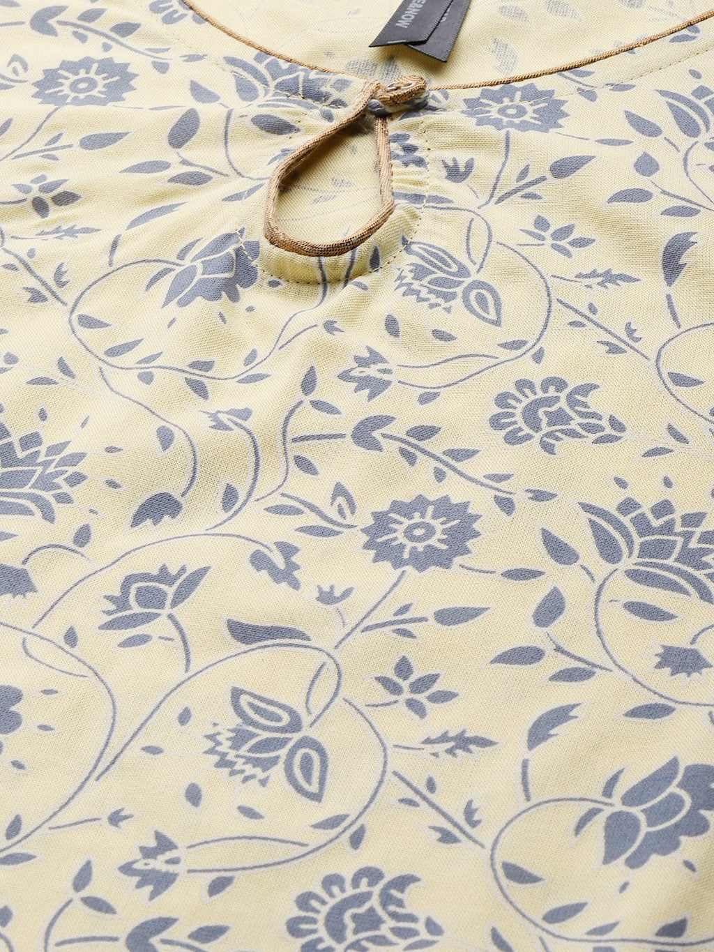 HERE&NOW Women Yellow & Grey Ethnic Motifs Printed Kurta with Trousers | Grocsy