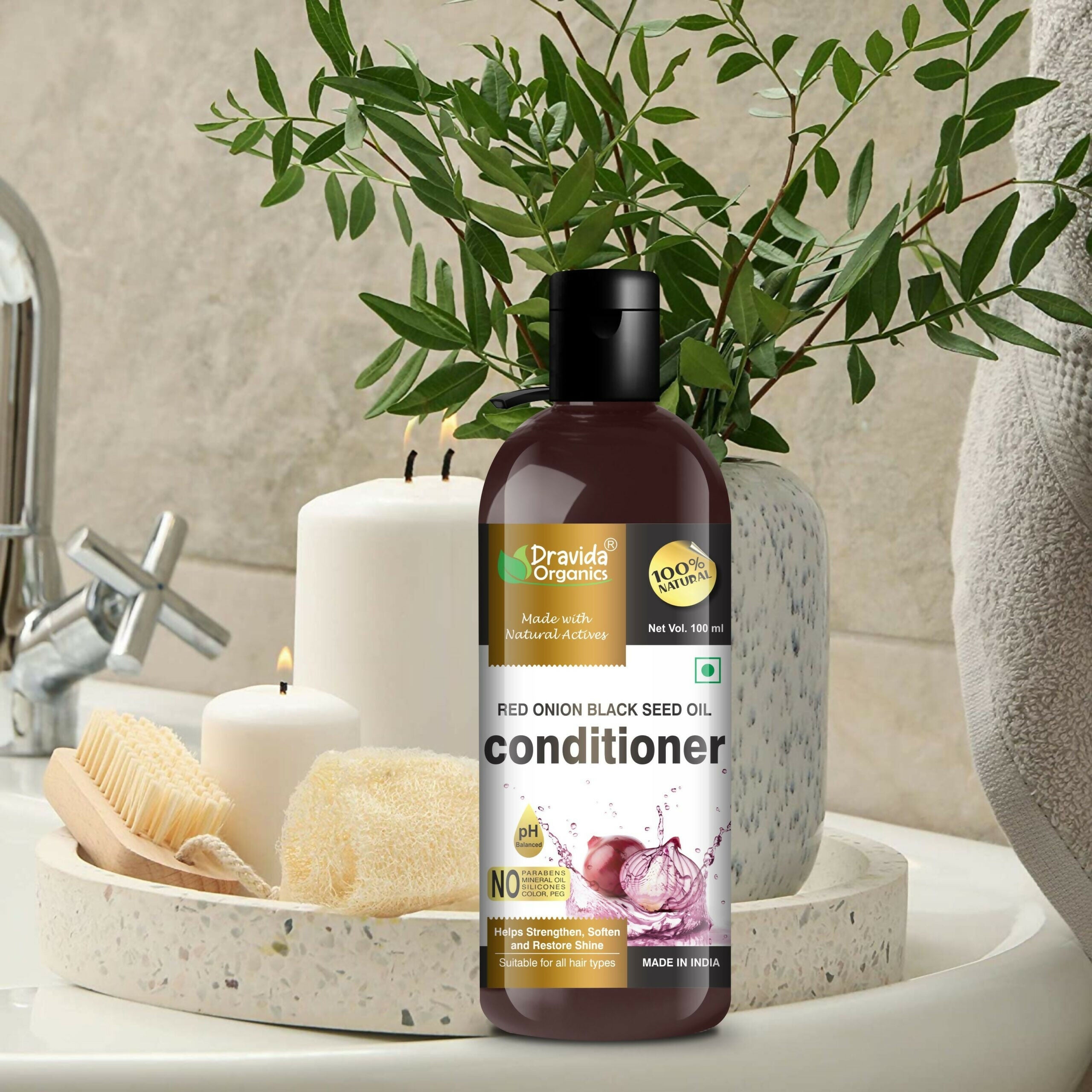 Dravida Organics Red Onion Black Seed Oil Hair Conditioner | Grocsy