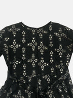 Ahalyaa Black Chanderi Gold Foil Printed Kids Dress For Girls | Grocsy
