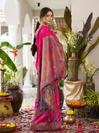 Shree Shyam Fashion Pink Soft Silk Saree | Grocsy