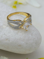 Daimonds and Square Solitaire Ring- Ruby Raang | Grocsy