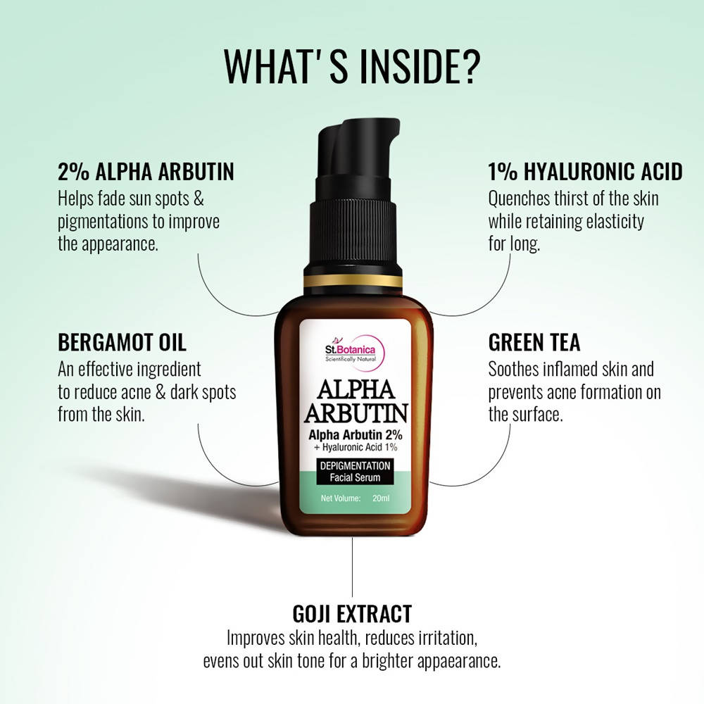 St.Botanica Alpha Arbutin 2% + Hyaluronic Acid 1% Depigmentation Facial Serum | Grocsy