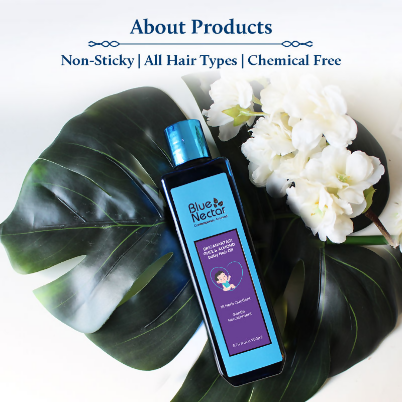 Blue Nectar Baby Hair Oil With Organic Ghee & Almond Oil | Grocsy