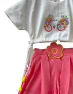 ArthLife Pink White Cycle Embroidered Co-Ord Set | Grocsy