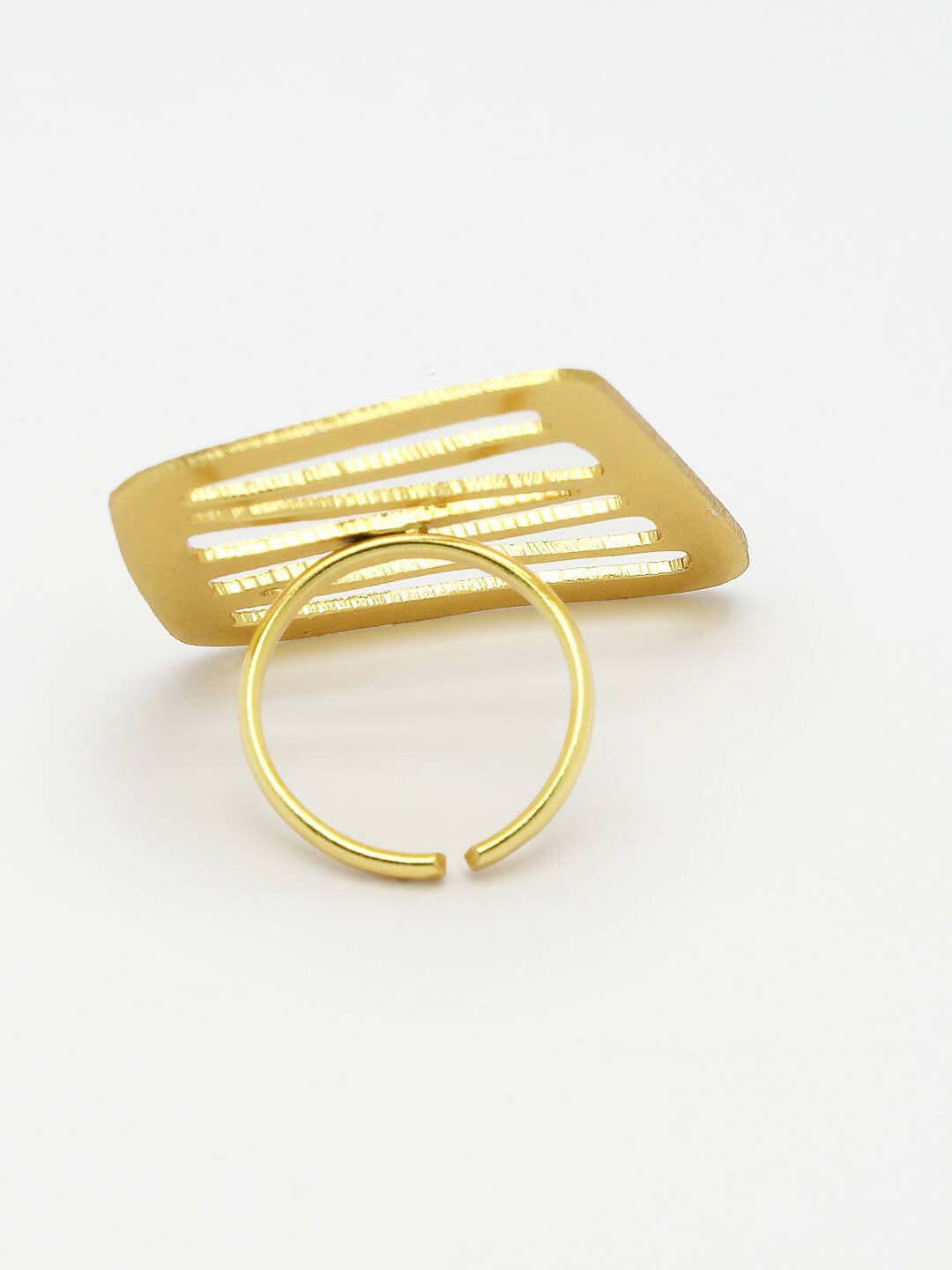 NVR Women Gold-Polished Solid Adjustable Finger Ring | Grocsy