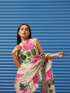 Tikhi Imli Floral Printed Poly Crepe Saree | Grocsy