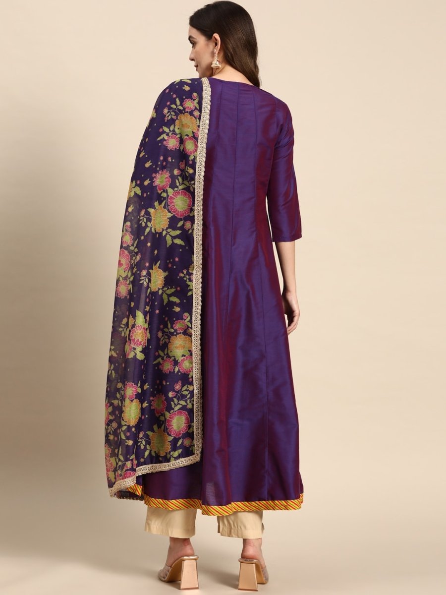 All About You Women Keyhole Neck A-Line Kurta & Dupatta | Grocsy