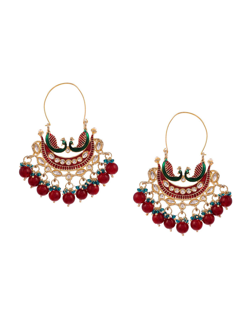 Shoshaa Women Maroon Contemporary Chandbalis Earrings | Grocsy