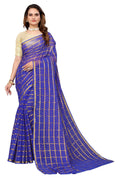 Vamika Ethnic Fire Blue Jari Work Chiffon Saree | Grocsy