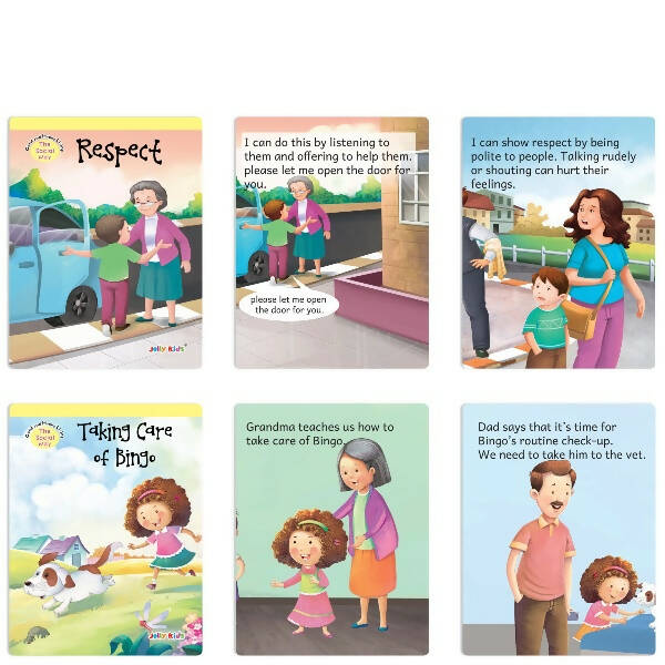 Jolly Kids Good & Happy Living The Social Way Series Books (Set of 8)| Kids Learning Social Reponsibilities in Short Stories Books Ages 3 - 8 Years | Grocsy