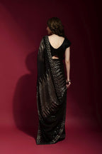 Vegaa Fashion Black Georgette Embroidered Party Wear Saree | Grocsy