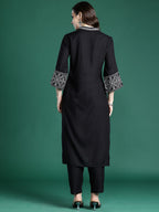 Indo Era Ethnic Motifs Embroidered Regular Kurta with Trousers | Grocsy
