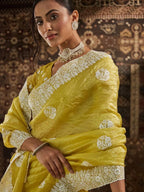 kasee Floral Chikankari Silk Blend Saree | Grocsy