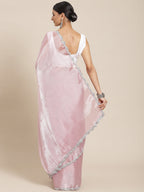 Tikhi Imli Pink Solid Embellished Border Saree | Grocsy