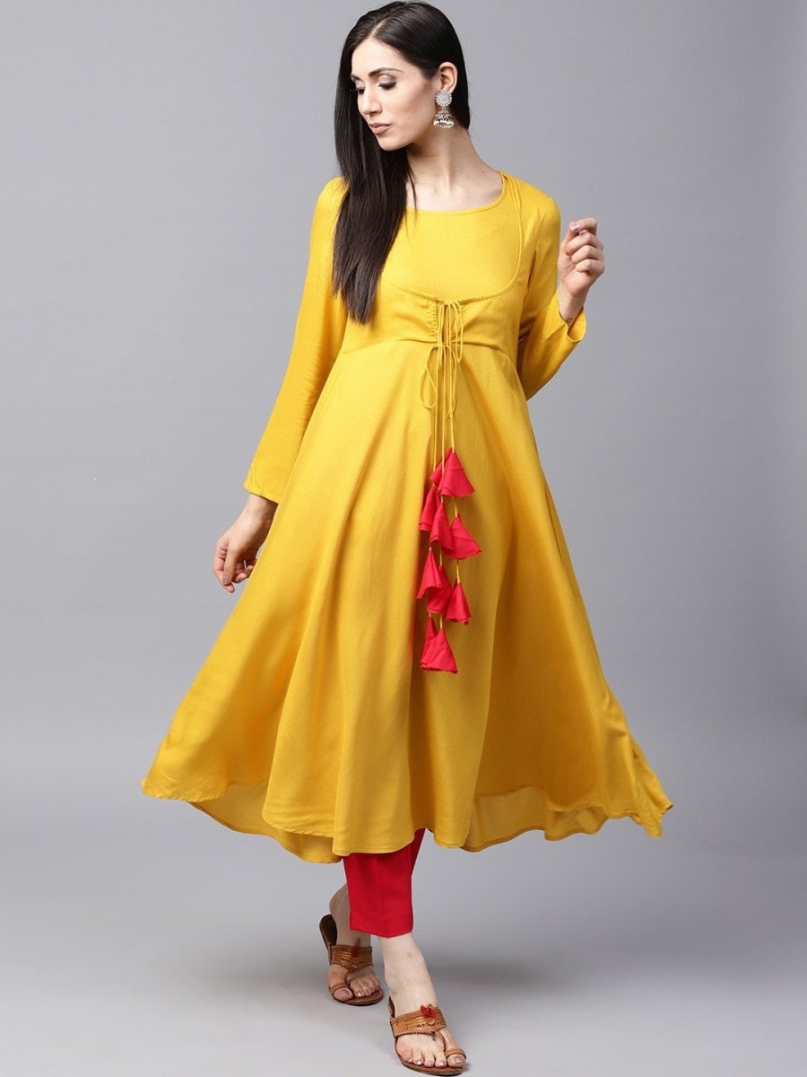 Aks Women Tasseled Anarkali Kurta | Grocsy
