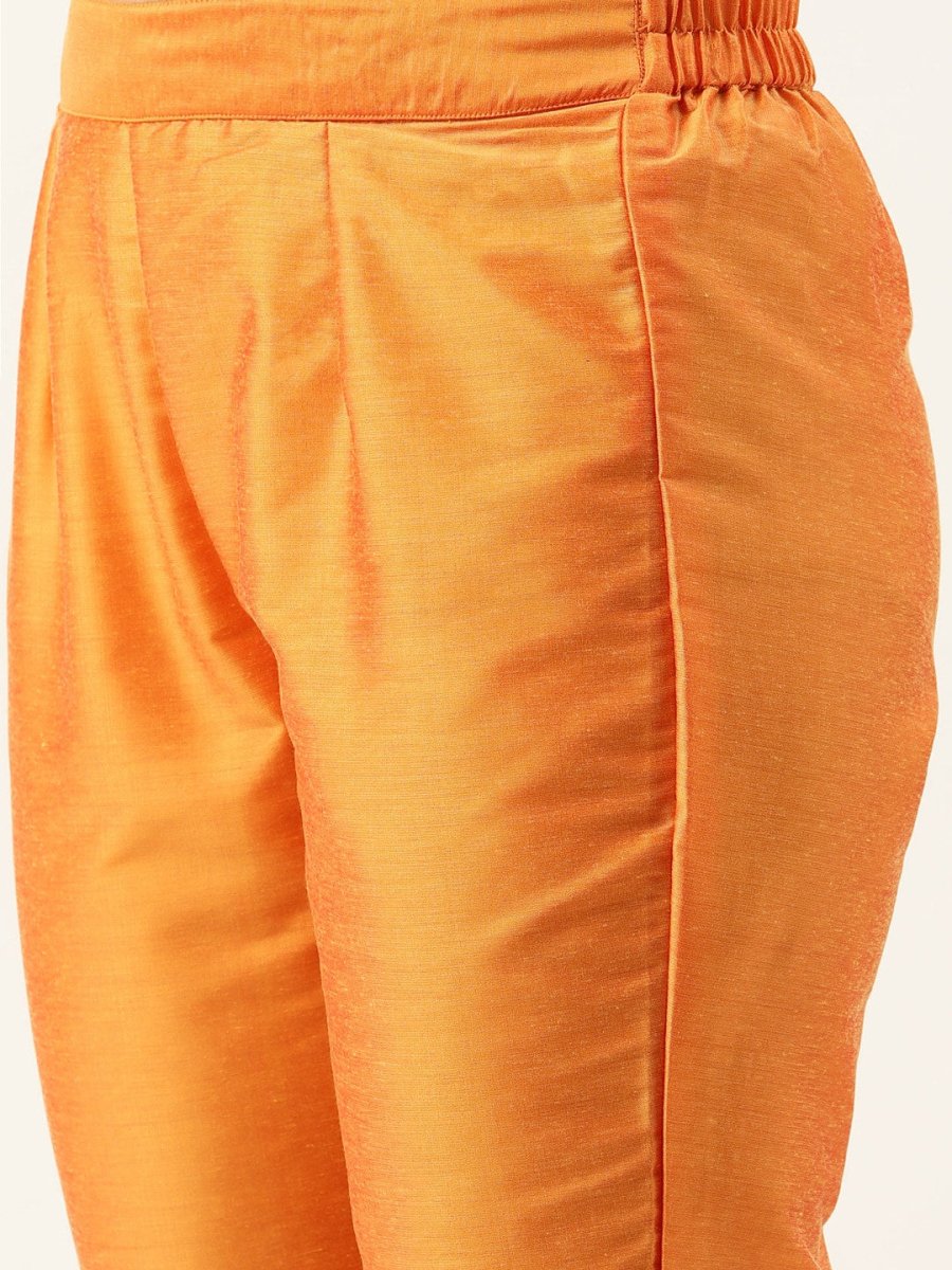 All About You Women Red & Orange Embroidered Yoke Design Kurta set with Dupatta | Grocsy