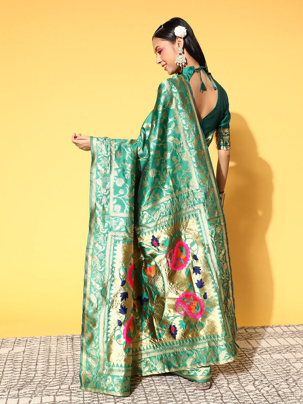 Saree Mall Ethnic Motifs Saree With Woven Design Border | Grocsy