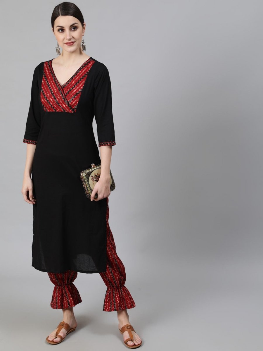 Aks Ethnic Motifs Yoke Design Pure Cotton Kurta And Trousers | Grocsy