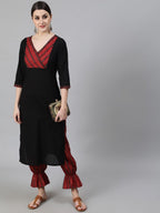 Aks Ethnic Motifs Yoke Design Pure Cotton Kurta And Trousers | Grocsy