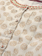 Sangria Women Off-White & Golden Printed Kurta with Palazzos & Dupatta | Grocsy