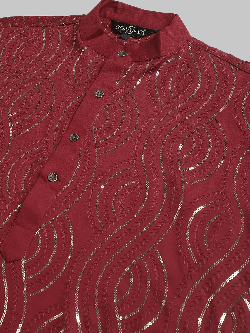 Sojanya Sequin Embroidered Pure Cotton Kurta with Churidar | Grocsy