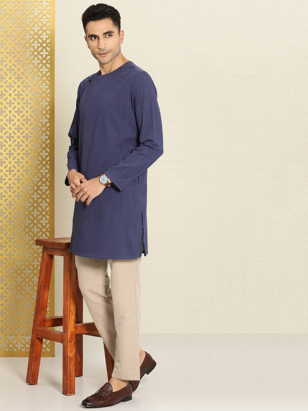 House of Pataudi Rozana Pure Cotton Angrakha Kurta | Grocsy